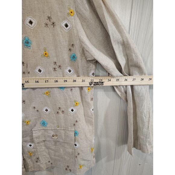 Women's Mumeli Boho Cottage Peasant Button Up Size L Linen Blend - Picture 6 of 6